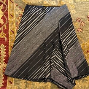 Karen Kane Diagonal Striped Black and White Wool Midi Skirt